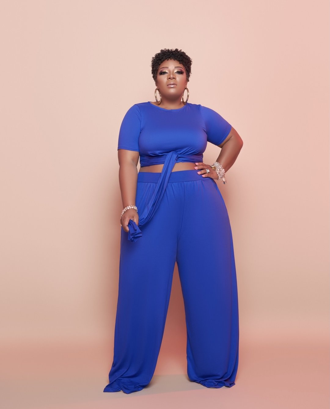Plus Size 2 Piece Set Wide Leg Trousers