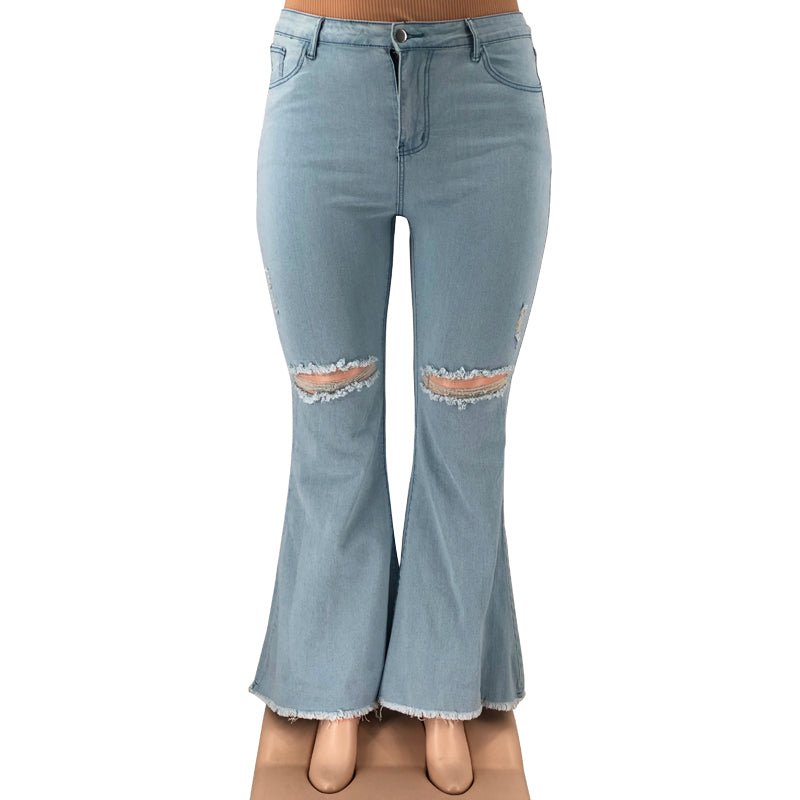 Denim Boyfriend Flare Jeas Plus Size