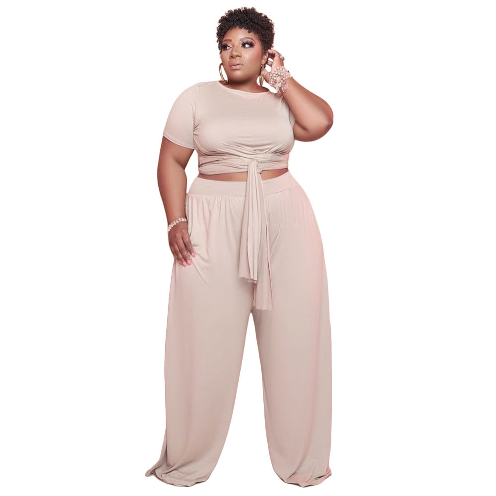 Plus Size 2 Piece Set Wide Leg Trousers