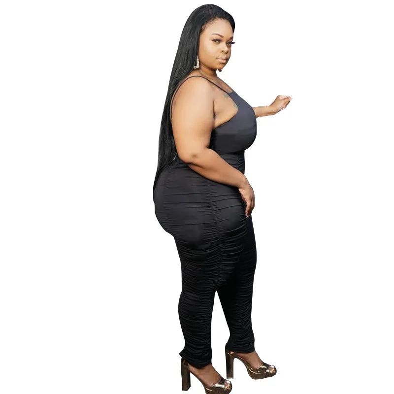 Plus Size Women Clothing Plus Size Jumpsuits for Women Ruffle Pants Plus Size Bodysuit