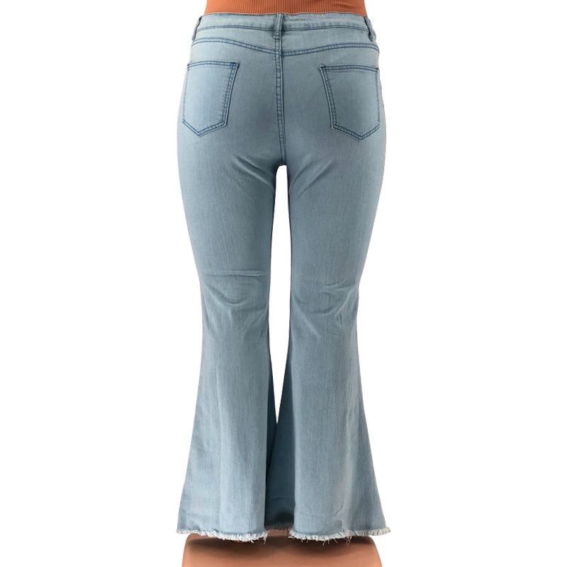 Denim Boyfriend Flare Jeas Plus Size
