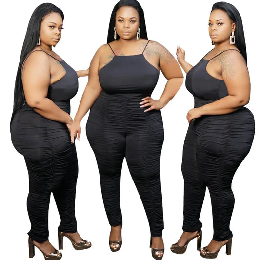 Plus Size Women Clothing Plus Size Jumpsuits for Women Ruffle Pants Plus Size Bodysuit